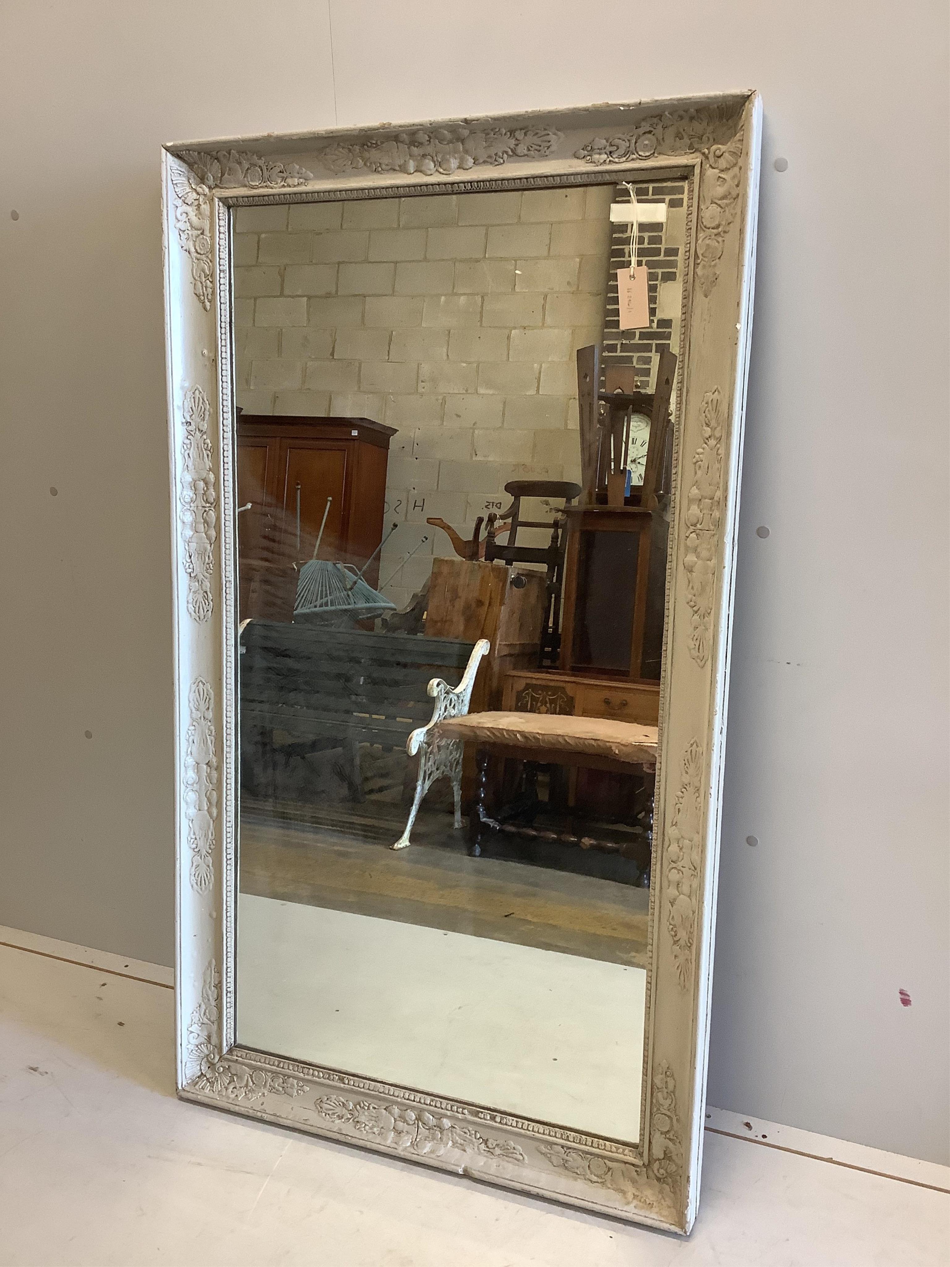 A Louis XV style painted wall mirror, width 80cm, height 141cm. Condition - fair